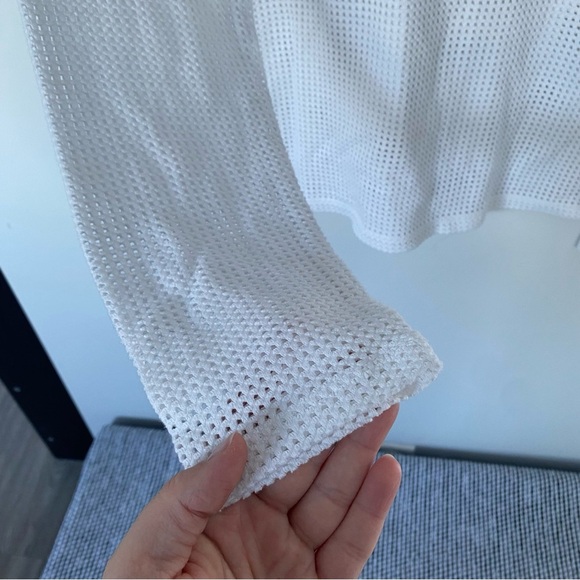 Aritzia Wilfred Free White Mesh Look Sweater Size Large - Picture 5 of 13